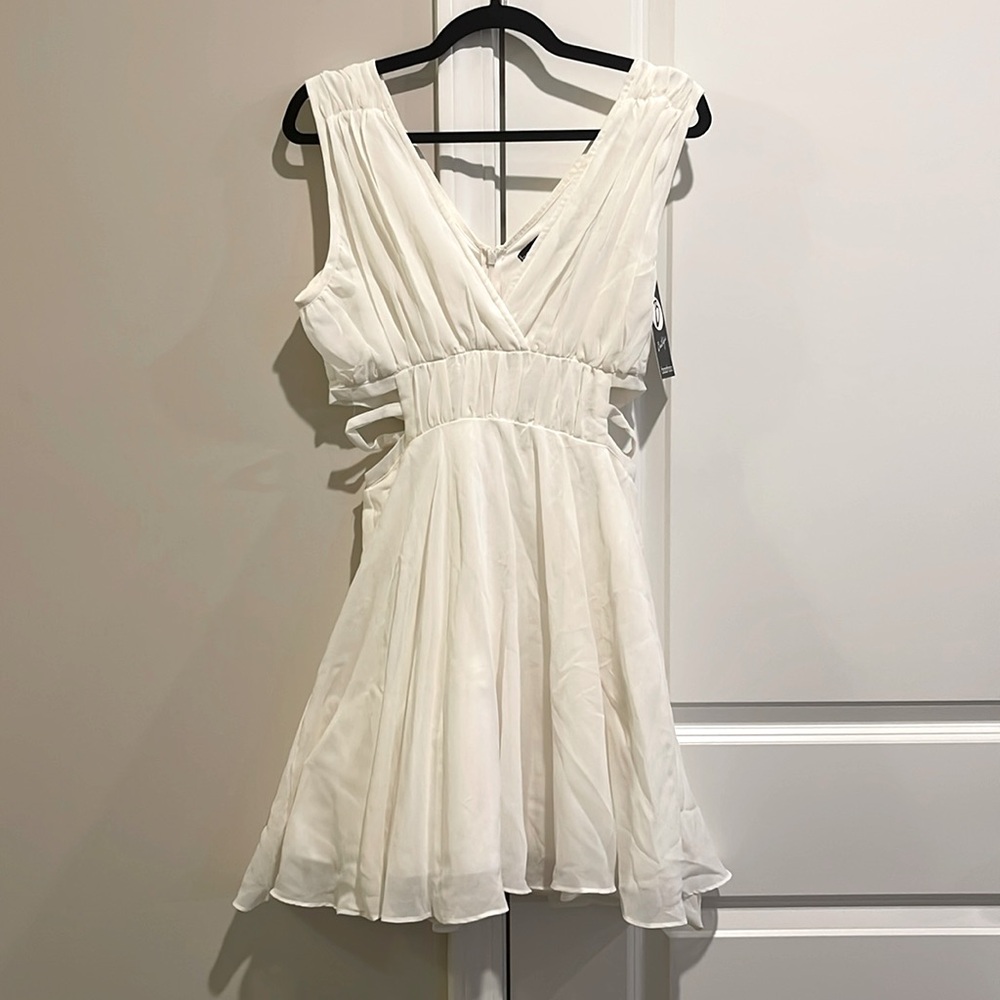 Ivory Chiffon Cut out Detail Dress